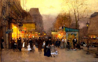 Porte St Martin zur Weihnachtszeit, Paris, ca. 1890 von Luigi Loir